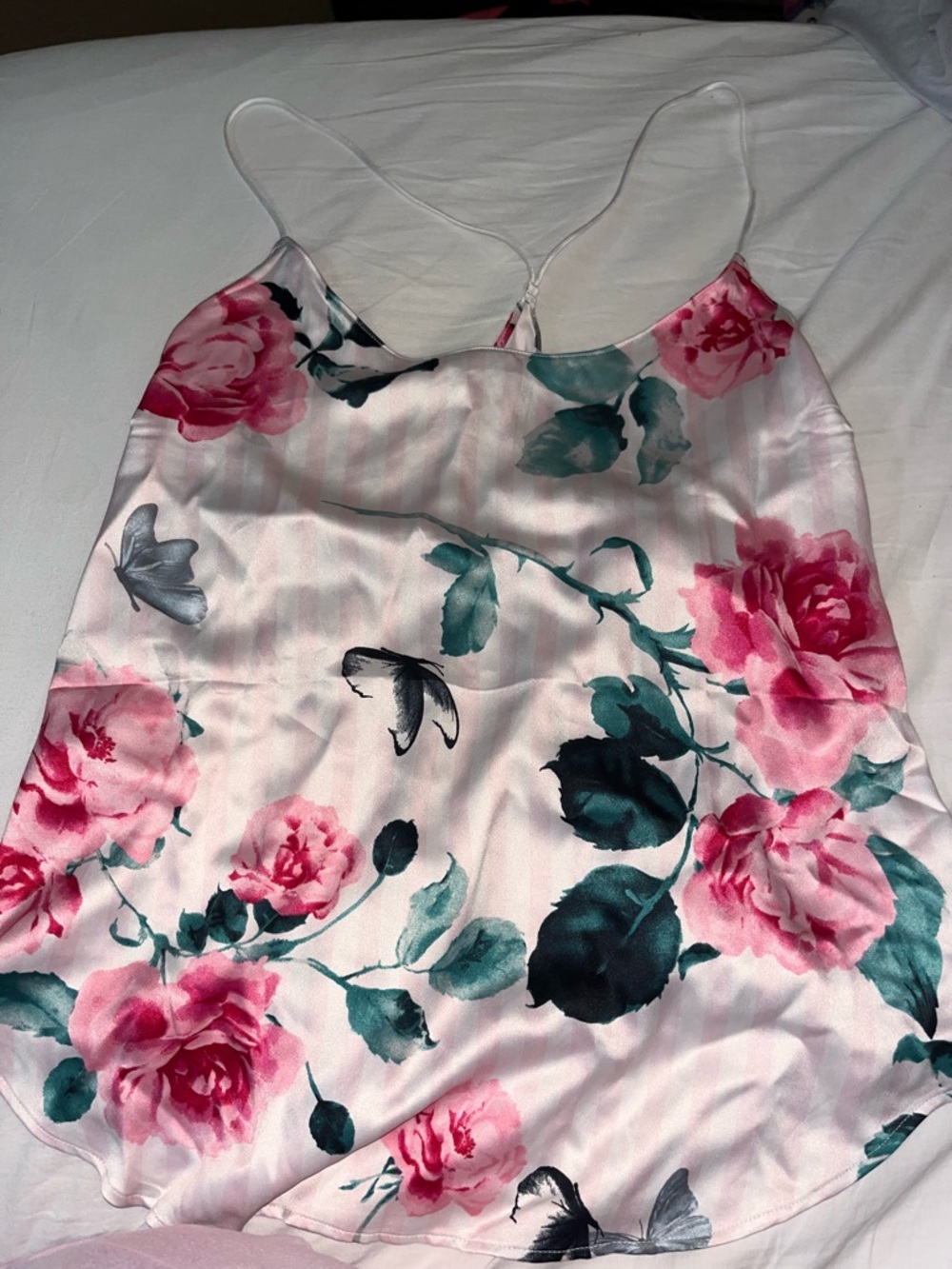 🆕 Victorias Secret Floral Satin Camisole Tank Top sz L